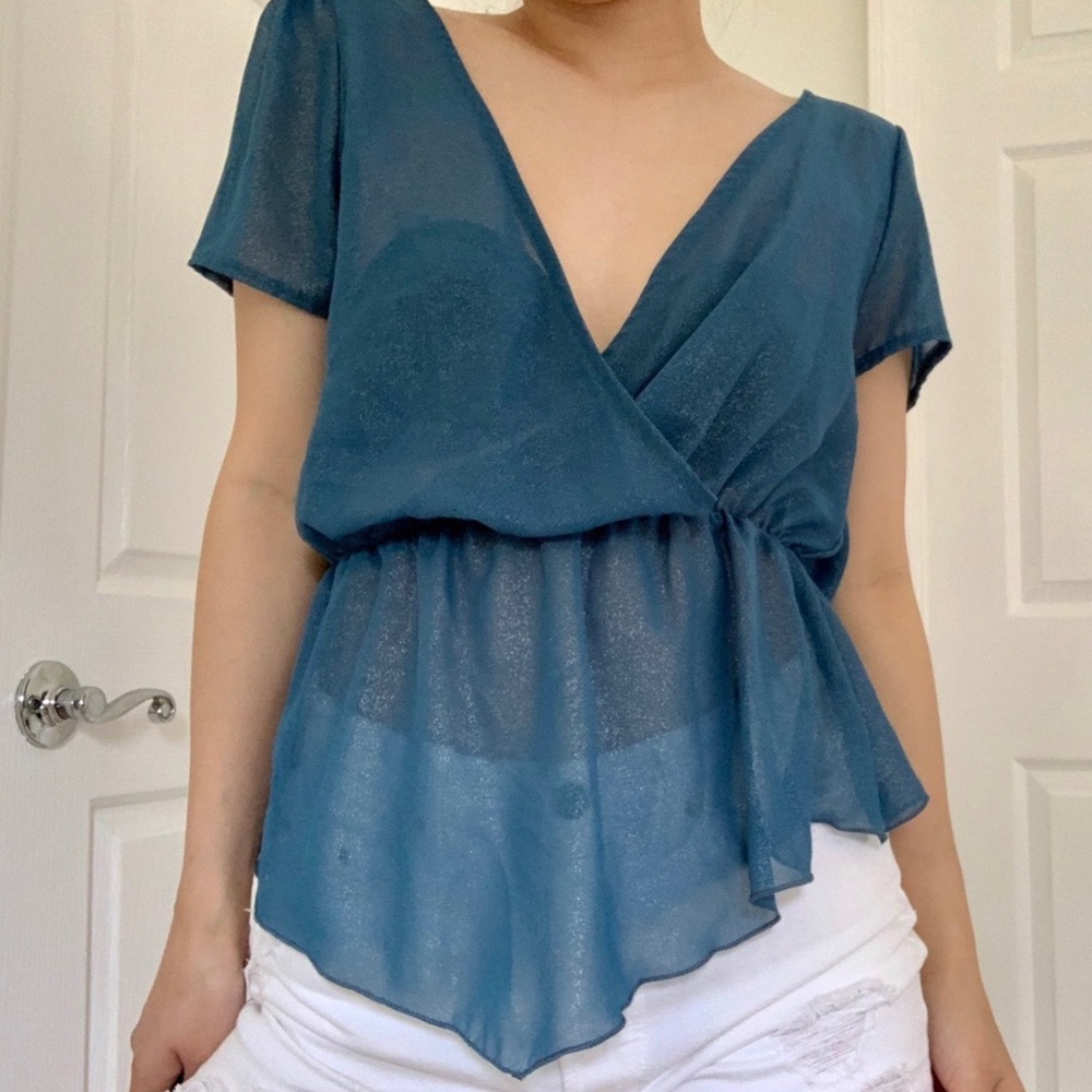 SPARKLY TEAL BLOUSE